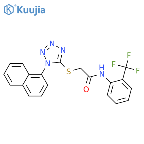 2-{1-(naphthalen-1-yl)-1H-1,2,3,4-tetrazol-5-ylsulfanyl}-N-2-(trifluoromethyl)phenylacetamide structure
