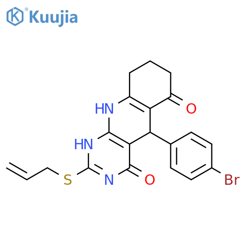 5-(4-bromophenyl)-2-prop-2-enylsulfanyl-1,5,7,8,9,10-hexahydropyrimido[4,5-b]quinoline-4,6-dione structure