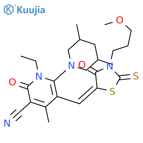 6-(3,5-dimethylpiperidin-1-yl)-1-ethyl-5-{[3-(3-methoxypropyl)-4-oxo-2-thioxo-1,3-thiazolidin-5-ylidene]methyl}-4-methyl-2-oxo-1,2-dihydropyridine-3-carbonitrile structure