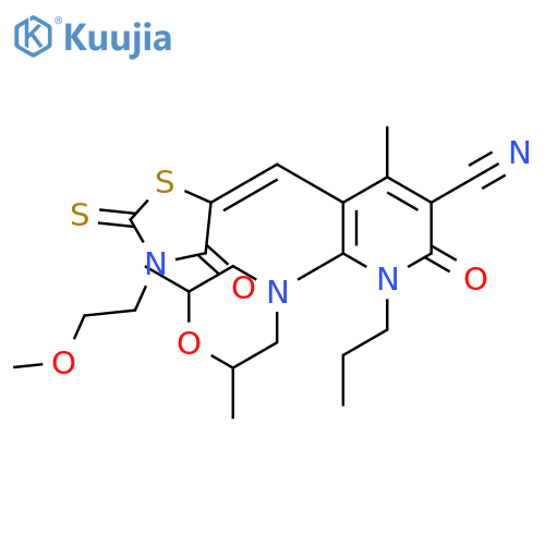 6-(2,6-dimethylmorpholin-4-yl)-5-{[3-(2-methoxyethyl)-4-oxo-2-thioxo-1,3-thiazolidin-5-ylidene]methyl}-4-methyl-2-oxo-1-propyl-1,2-dihydropyridine-3-carbonitrile structure