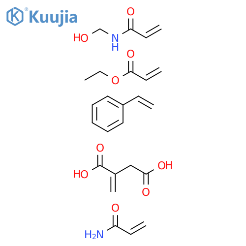 Butanedioicacid,methylene-,polymerwithethenylbenzene,ethyl2-propenoate,N-(hydroxymethyl)-2-propenamideand2-propenamide structure