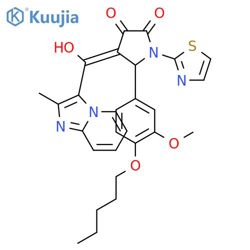 4-[hydroxy(2-methylimidazo[1,2-a]pyridin-3-yl)methylidene]-5-[3-methoxy-4-(pentyloxy)phenyl]-1-(1,3-thiazol-2-yl)pyrrolidine-2,3-dione structure