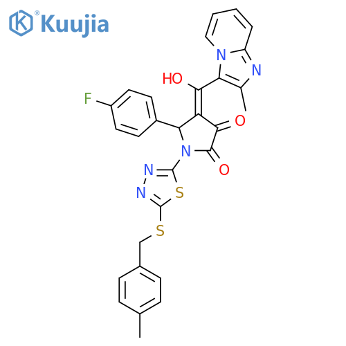 5-(4-fluorophenyl)-4-[hydroxy(2-methylimidazo[1,2-a]pyridin-3-yl)methylidene]-1-{5-[(4-methylbenzyl)sulfanyl]-1,3,4-thiadiazol-2-yl}pyrrolidine-2,3-dione structure