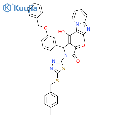 5-[3-(benzyloxy)phenyl]-4-[hydroxy(2-methylimidazo[1,2-a]pyridin-3-yl)methylidene]-1-{5-[(4-methylbenzyl)sulfanyl]-1,3,4-thiadiazol-2-yl}pyrrolidine-2,3-dione structure