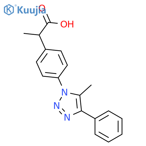 2-[4-(5-methyl-4-phenyl-1H-1,2,3-triazol-1-yl)phenyl]propanoic acid structure