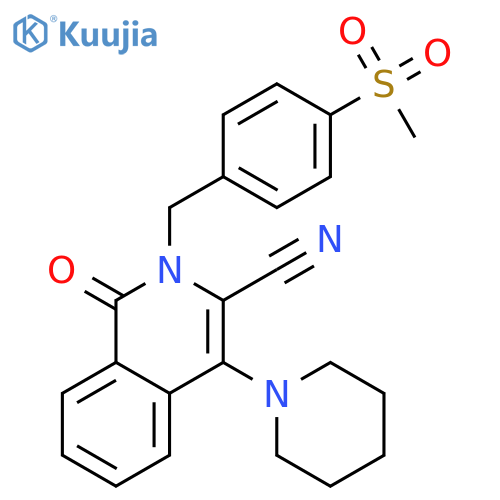 3-Isoquinolinecarbonitrile,1,2-dihydro-2-[[4-(methylsulfonyl)phenyl]methyl]-1-oxo-4-(1-piperidinyl)- structure