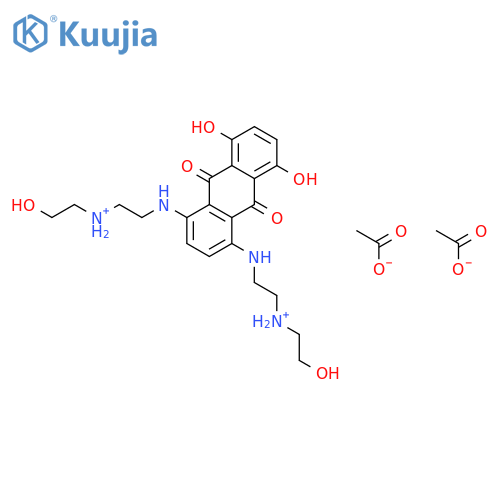 2,2''-[(5,8-dihydroxy-9,10-dioxo-9,10-dihydroanthracene-1,4-diyl)diimino]bis[N-(2-hydroxyethyl)ethanaminium] diacetate structure