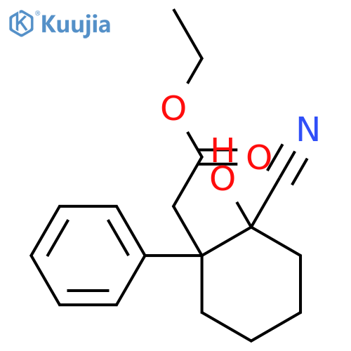 Cyclohexaneacetic acid, 2-cyano-2-hydroxy-1-phenyl-, ethyl ester structure