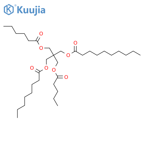 3-(hexanoyloxy)-2-[(octanoyloxy)methyl]-2-[(pentanoyloxy)methyl]propyl decanoate structure