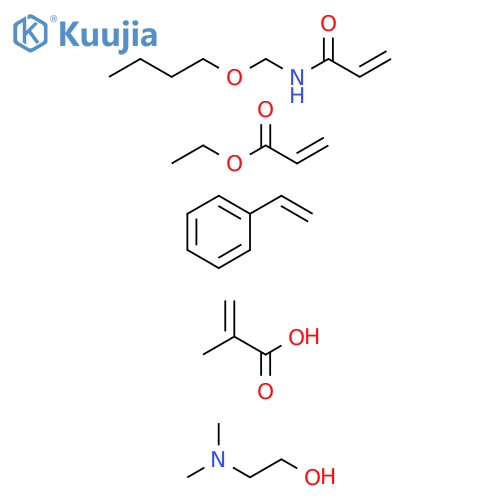 2-Propenoicacid,2-methyl-,polymerwithN-(butoxymethyl)-2-propenamide,ethenylbenzeneandethyl2-propenoate,compd.with2-(dimethylamino)ethanol structure