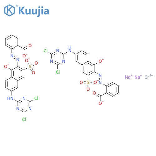 disodium hydrogen bis[2-[[6-[(4,6-dichloro-1,3,5-triazin-2-yl)amino]-1-hydroxy-3-sulpho-2-naphthyl]azo]benzoato(3-)]chromate(3-) structure