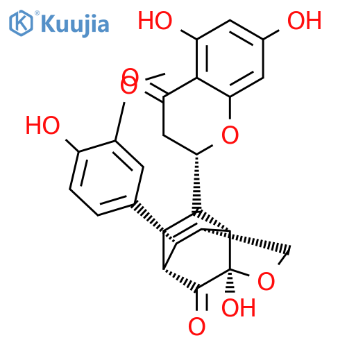 3,6-Methanobenzofuran-7(6H)-one,4-[(2S)-3,4-dihydro-5,7-dihydroxy-4-oxo-2H-1-benzopyran-2-yl]-2,3,3a,7a-tetrahydro-7a-hydroxy-8-(4-hydroxy-3-methoxyphenyl)-,(3R,3aR,6R,7aR,8R)- (9CI) structure