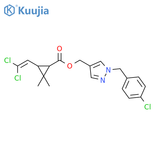 Cyclopropanecarboxylic acid, 3-(2,2-dichloroethenyl)-2,2-dimethyl-, [1-[(4-chlorophenyl)methyl]-1H-pyrazol-4-yl]methyl ester structure