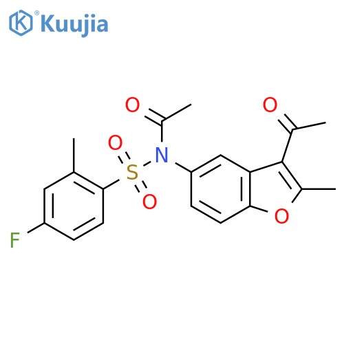 N-(3-acetyl-2-methyl-1-benzofuran-5-yl)-N-(4-fluoro-2-methylbenzenesulfonyl)acetamide structure