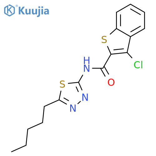 3-chloro-N-(5-pentyl-1,3,4-thiadiazol-2-yl)-1-benzothiophene-2-carboxamide structure
