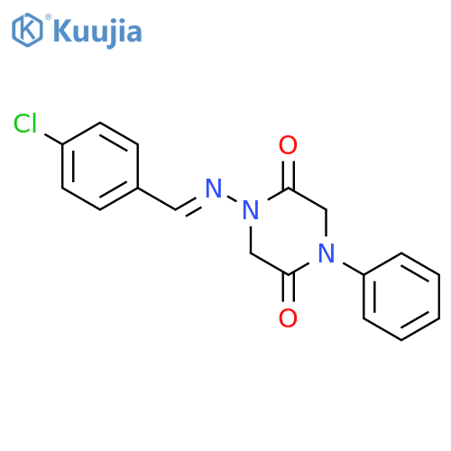 1-[(e)-(4-chlorophenyl)methylideneamino]-4-phenylpiperazine-2,5-dione structure