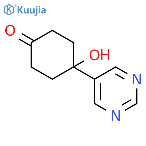 Cyclohexanone, 4-hydroxy-4-(5-pyrimidinyl)- structure