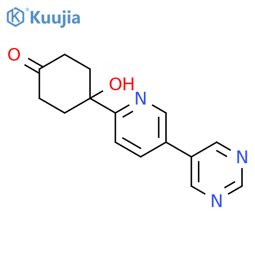 Cyclohexanone, 4-hydroxy-4-[5-(5-pyrimidinyl)-2-pyridinyl]- structure