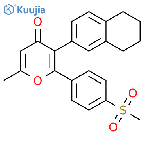 4H-Pyran-4-one,6-methyl-2-[4-(methylsulfonyl)phenyl]-3-(5,6,7,8-tetrahydro-2-naphthalenyl)- structure