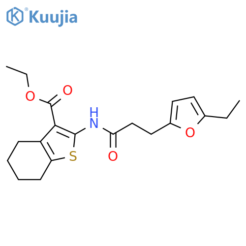ethyl 2-3-(5-ethylfuran-2-yl)propanamido-4,5,6,7-tetrahydro-1-benzothiophene-3-carboxylate structure