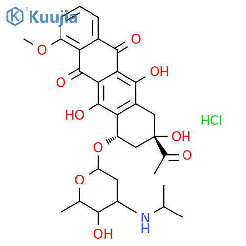 9-acetyl-6,9,11-trihydroxy-7-[5-hydroxy-6-methyl-4-(propan-2-ylamino)oxan-2-yl]oxy-4-methoxy-8,10-dihydro-7h-tetracene-5,12-dione;hydrochloride structure
