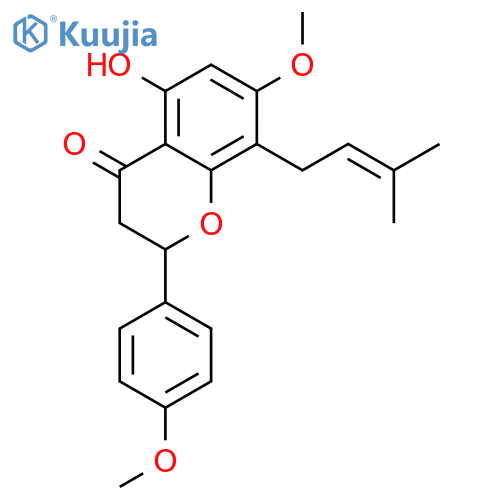 5-hydroxy-7,4'-dimethoxy-8-(3-methylbut-2-enyl)flavan-4-one structure