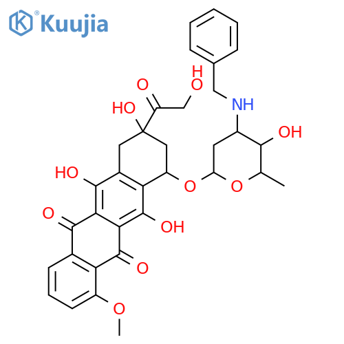 5,12-Naphthacenedione,7,8,9,10-tetrahydro-6,8,11-trihydroxy-8-(2-hydroxyacetyl)-1-methoxy-10-[[2,3,6-trideoxy-3-[(phenylmethyl)amino]-a-L-lyxo-hexopyranosyl]oxy]-,(8S,10S)- structure