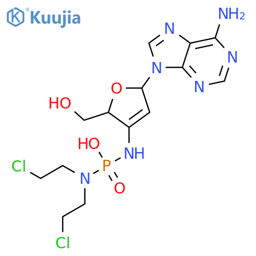 N'-[(2S,5R)-5-(6-amino-9H-purin-9-yl)-2-(hydroxymethyl)-2,5-dihydrofuran-3-yl]-N,N-bis(2-chloroethyl)phosphorodiamidic acid structure