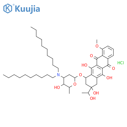 7-[4-(didecylamino)-5-hydroxy-6-methyloxan-2-yl]oxy-6,9,11-trihydroxy-9-(1-hydroxyethyl)-4-methoxy-8,10-dihydro-7h-tetracene-5,12-dione;hydrochloride structure