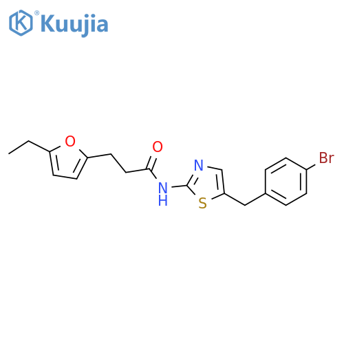 N-{5-(4-bromophenyl)methyl-1,3-thiazol-2-yl}-3-(5-ethylfuran-2-yl)propanamide structure