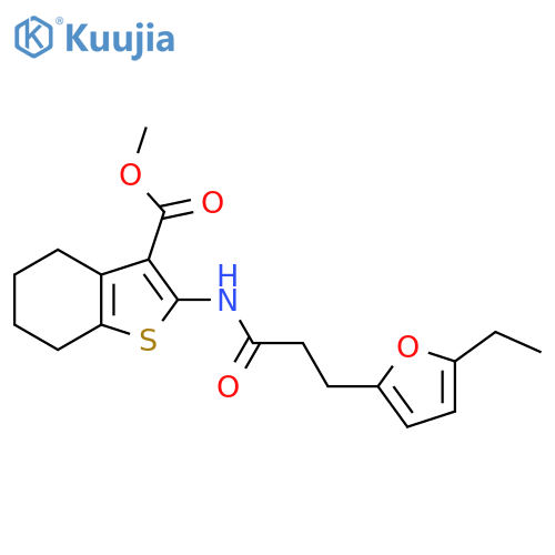 methyl 2-3-(5-ethylfuran-2-yl)propanamido-4,5,6,7-tetrahydro-1-benzothiophene-3-carboxylate structure