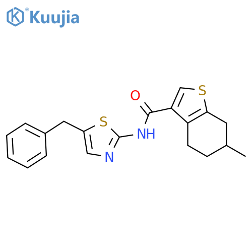 N-(5-benzyl-1,3-thiazol-2-yl)-6-methyl-4,5,6,7-tetrahydro-1-benzothiophene-3-carboxamide structure