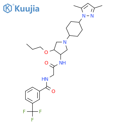 Benzamide,N-[2-[[(3S,4S)-1-[4-(3,5-dimethyl-1H-pyrazol-1-yl)cyclohexyl]-4-propoxy-3-pyrrolidinyl]amino]-2-oxoethyl]-3-(trifluoromethyl)- structure