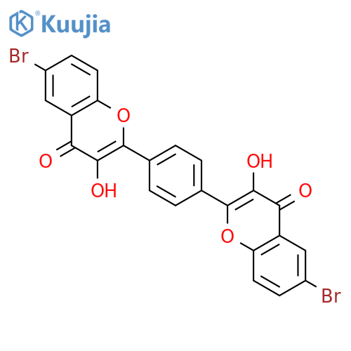4H-1-Benzopyran-4-one, 2,2'-(1,4-phenylene)bis[6-bromo-3-hydroxy- structure