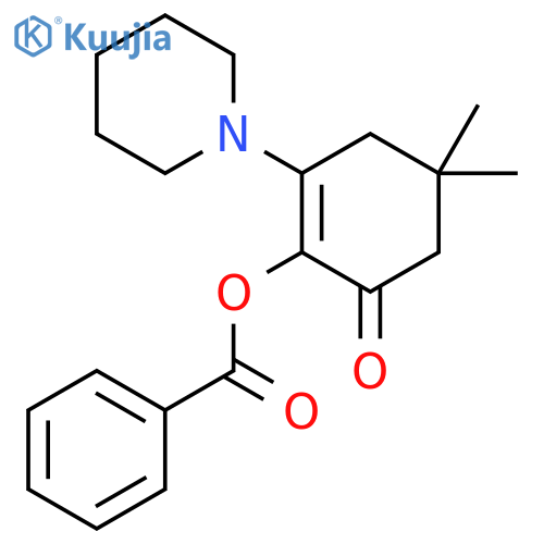 2-Cyclohexen-1-one, 2-(benzoyloxy)-5,5-dimethyl-3-(1-piperidinyl)- structure