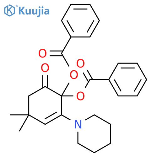 3-Cyclohexen-1-one, 2,2-bis(benzoyloxy)-5,5-dimethyl-3-(1-piperidinyl)- structure
