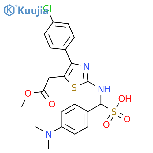 {[4-(4-chlorophenyl)-5-(2-methoxy-2-oxoethyl)-1,3-thiazol-2-yl]amino}[4-(dimethylamino)phenyl]methanesulfonic acid structure