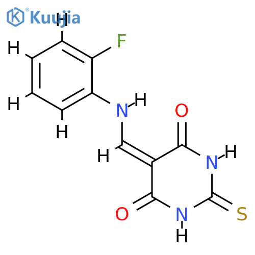 5-{(2-fluorophenyl)aminomethylidene}-2-sulfanylidene-1,3-diazinane-4,6-dione structure