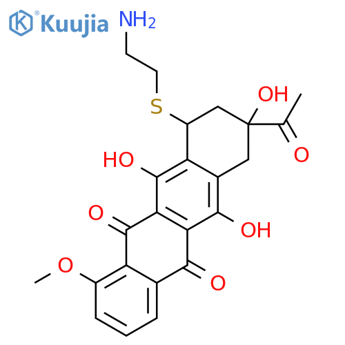 9-acetyl-7-(2-aminoethylsulfanyl)-6,9,11-trihydroxy-4-methoxy-8,10-dihydro-7h-tetracene-5,12-dione;hydrochloride structure