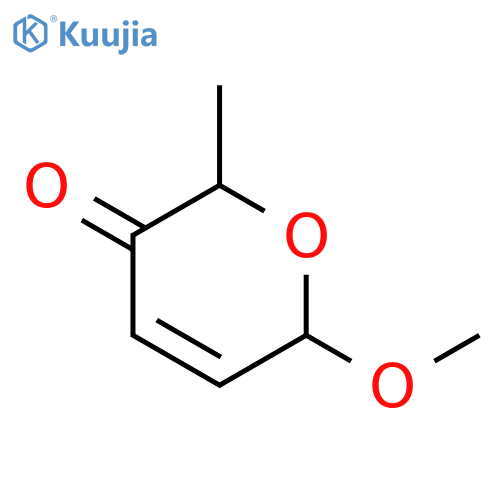 2H-Pyran-3(6H)-one, 6-methoxy-2-methyl-, cis- structure