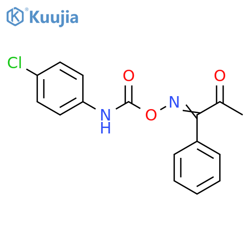1,2-Propanedione, 1-phenyl-, 1-[O-[[(4-chlorophenyl)amino]carbonyl]oxime] (9CI) structure
