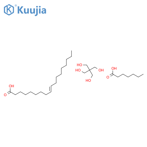 2,2-bis(hydroxymethyl)propane-1,3-diol; heptanoic acid; (Z)-octadec-9-enoic acid structure