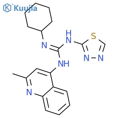 2-cyclohexyl-1-(2-methylquinolin-4-yl)-3-(1,3,4-thiadiazol-2-yl)guanidine structure