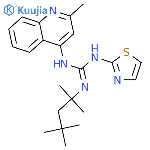 1-(2-methylquinolin-4-yl)-2-(1,1,3,3-tetramethylbutyl)-3-(1,3-thiazol-2-yl)guanidine structure