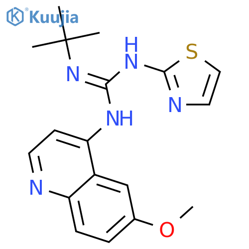 2-tert-butyl-1-(6-methoxyquinolin-4-yl)-3-(1,3-thiazol-2-yl)guanidine structure