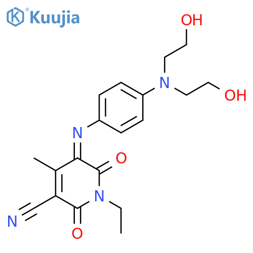 3-Pyridinecarbonitrile,5-[[4-[bis(2-hydroxyethyl)amino]phenyl]imino]-1-ethyl-1,2,5,6-tetrahydro-4-methyl-2,6-dioxo- structure
