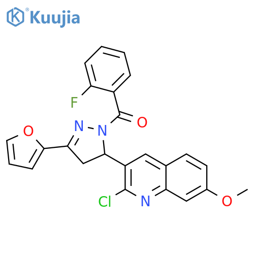 2-chloro-3-1-(2-fluorobenzoyl)-3-(furan-2-yl)-4,5-dihydro-1H-pyrazol-5-yl-7-methoxyquinoline structure