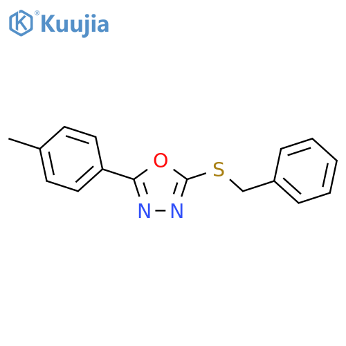 2-(benzylsulfanyl)-5-(4-methylphenyl)-1,3,4-oxadiazole structure