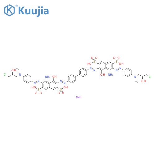 2,7-Naphthalenedisulfonic acid, 3,3'-[[1,1'-biphenyl]-4,4'-diylbis(azo)]bis[5-amino-6-[[4-[(3-chloro-2-hydroxypropyl)ethylamino]phenyl]azo]-4-hydroxy-, tetrasodium salt (9CI) structure