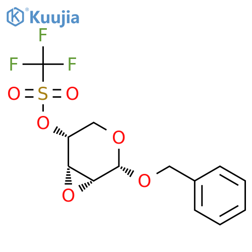 benzyl 2,3-anhydro-4-O-[(trifluoromethyl)sulfonyl]-alpha-D-ribopyranoside structure